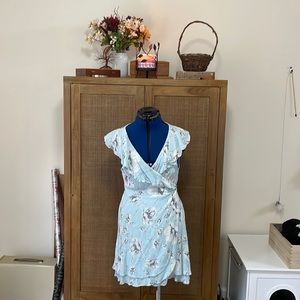Blue floral free people wrap dress